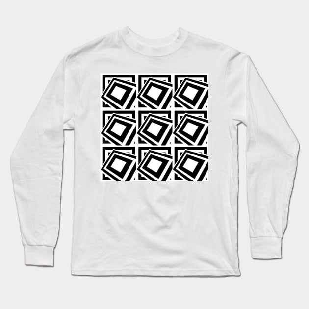 1960's Mod Squares in Black and White - Retro Abstract Long Sleeve T-Shirt by MellowCat